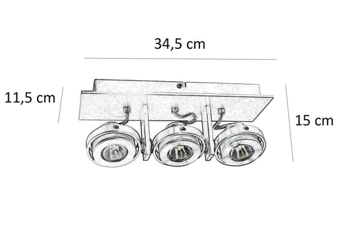 Artdelight spot Meist - 3 lichts - 34.5  x 15   cm - aluminium