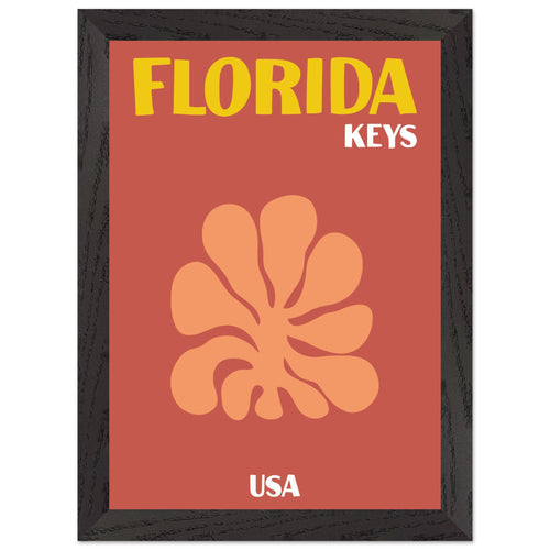 Artfulprints Poster met Lijst USA - Florida Keys   - A4 21x29.7 cm - Terracotta