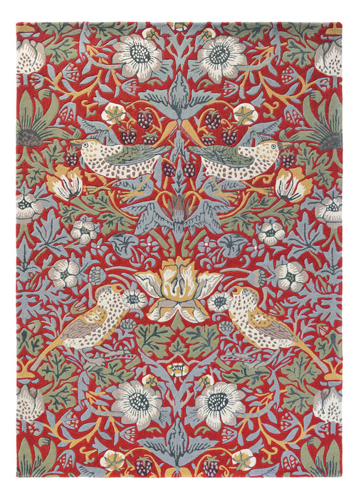 Laagpolig vloerkleed Morris & Co Strawberry Thief Crimson 27700 250x350 cm - vtwonen shop