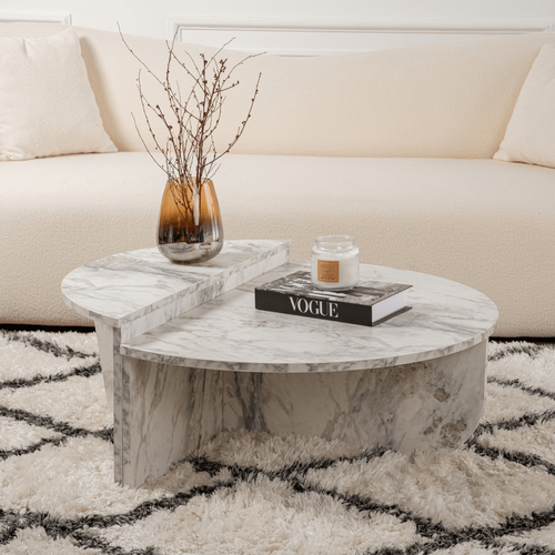 Calicosy - ORION Set van 2 salontafels - Licht hout - 90x90x35 cm