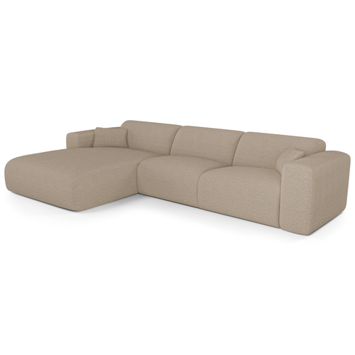 Sia Home - Hoekbank links, uitklapbaar MYRA - bouclé-stof mol 299cm