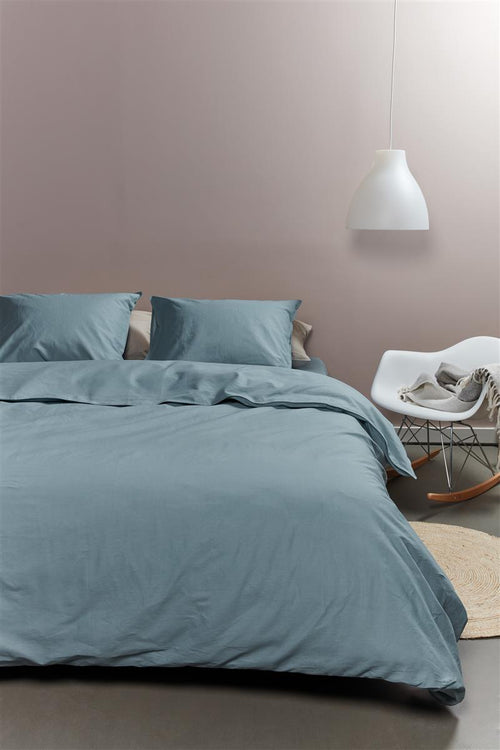 Ambiante Cotton Uni dekbedovertrek - Effen - Tweepersoons - 200x200/220 cm - Blauw