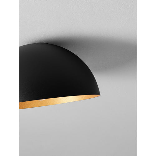 Nova Luce ONIA  Onia 30cm komvormige plafondlamp, halfverzonken, zandkleurig zwart, goudkleurig, E27 fitting, 1x12W