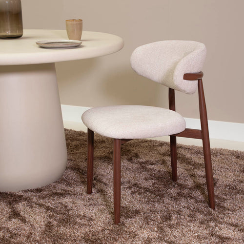 Giga Meubel Eetkamerstoel Alexia - Beige/Walnoot - Set van 2