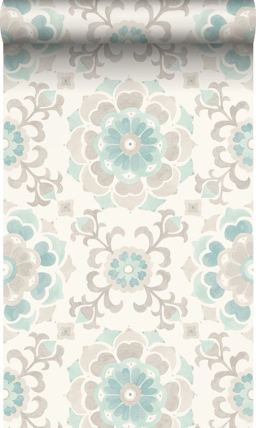 Origin Wallcoverings behang suzani bloemen celadon groen - 53 cm x 10,05 m - 347423 - vtwonen shop