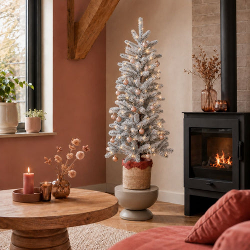 Black Box Trees Nagoya Kunstkerstboom met Verlichting H120 x Ø60 cm - Kerstboom met Besneeuwde Takken - Kunstboom met 212 PE Dennentakjes - Slank