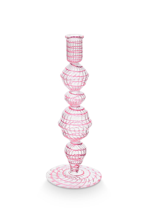 Pip Studio - Kandelaar - Roze - Glas Swirl - 22cm - vtwonen shop