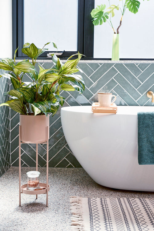 Mica Decorations Colyn Bloempot op Standaard - H60 x Ø19 cm - IJzer - Lichtroze - vtwonen shop