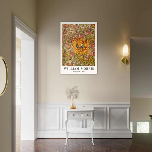 Artfulprints Poster met Lijst William Morris - Honeysuckle II 1876   - 30x40 cm - Oranje