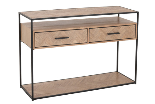 J-Line console Zigzag 2 Lades - hout/metaal - naturel/zwart - vtwonen shop
