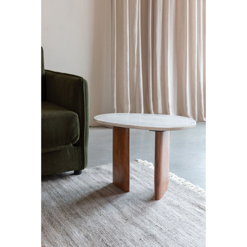 Housecraft Living Tanda Bijzettafel Marmer/ Hout 56x37 cm Beige - vtwonen shop