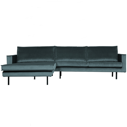 WOOOD chaise longue links Rodeo - Velvet - Teal - 85x300x86/155 - vtwonen shop