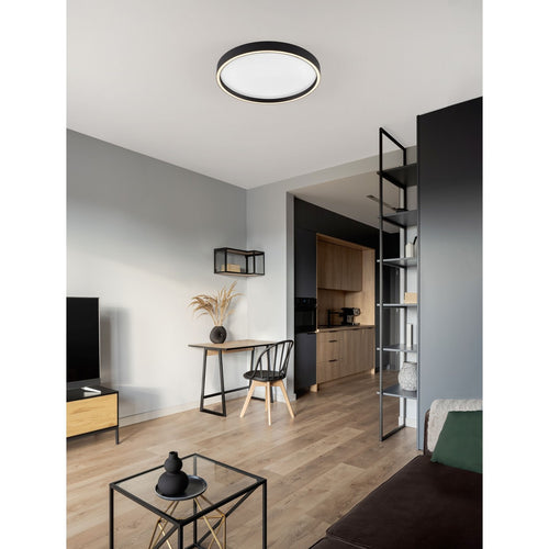 Nova Luce ISTOS Geïntegreerde LED-plafondlamp, halfverzonken, zandkleurig zwart, Triac dimbaar, 38W, 2363lm, 2700-3000K kleurtemperatuur.
