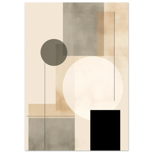 Artfulprints Poster met Lijst Japandi abstract   - A4 21x29.7 cm - Taupe