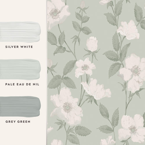 Laura Ashley Vliesbehang - Fleurir Smoke Green