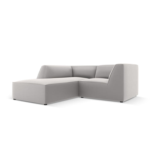 Cosmopolitan Design - Modulaire hoekbank links Siena 3-zits, imitatieleer lichtgrijs - 180x186x69cm