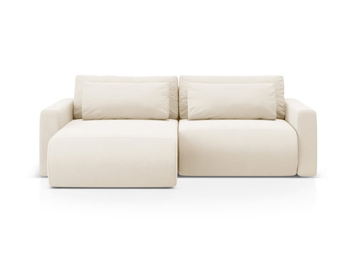 Cosmopolitan Design Omkeerbare converteerbare hoekbank met opbergdoos Belfast 3-zits, flueel ivoor - 149x240x84cm