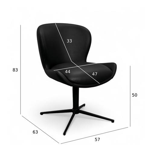 Furnhouse eetkamerstoel Nicklas - Zwart - Leer - Set van 4
