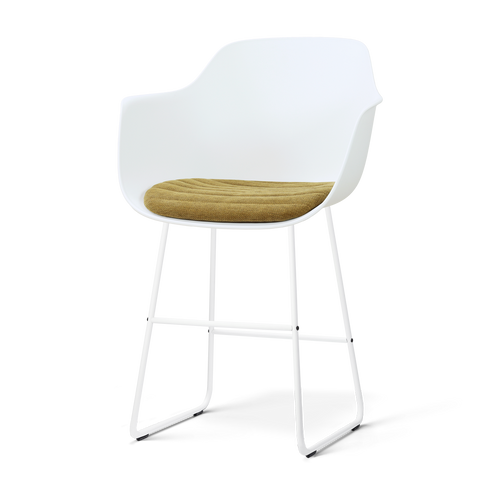 Nolon Nino-Liz barkruk wit met mosgroen zitkussen - wit onderstel - 65 cm