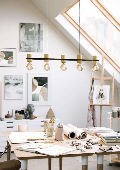 EGLO hanglamp Chieveley - e27 - 88,5 cm - zwart/bruin - vtwonen shop