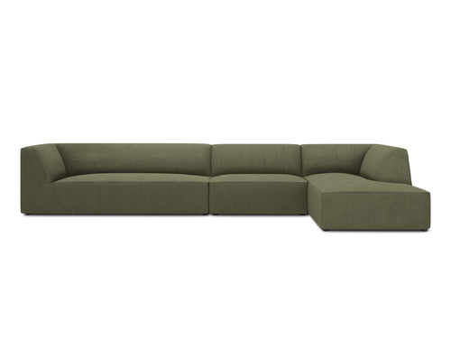 Micadoni rechter hoekbank Ruby 5-zits, ribfluwelen, groente - 180x366x69cm