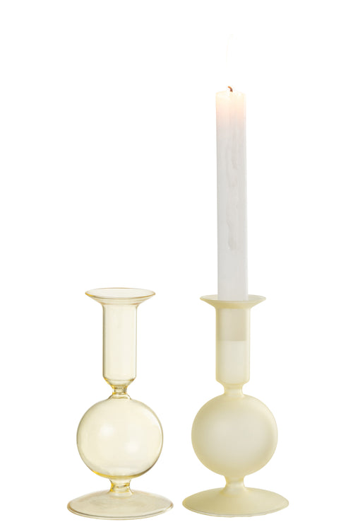 J-Line kandelaar Bal - glas - transparant/lichtgeel - small - 2 stuks - vtwonen shop