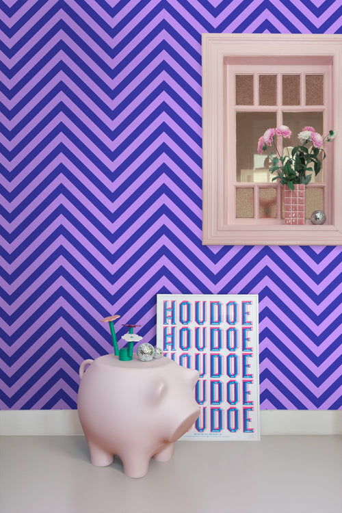 ESTAhome behang chevronpatroon paars en blauw - 50 x 900 cm - 131408 - vtwonen shop