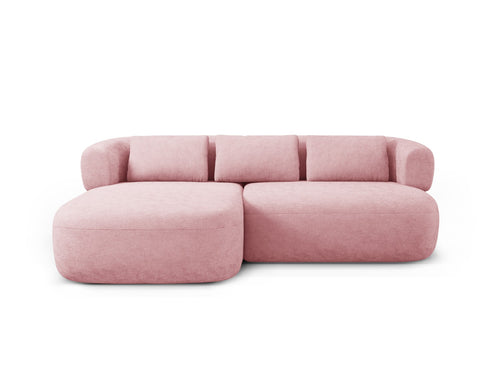 Micadoni linker hoekbank Jenny 5-zits, chenille roze - 145x200x73cm