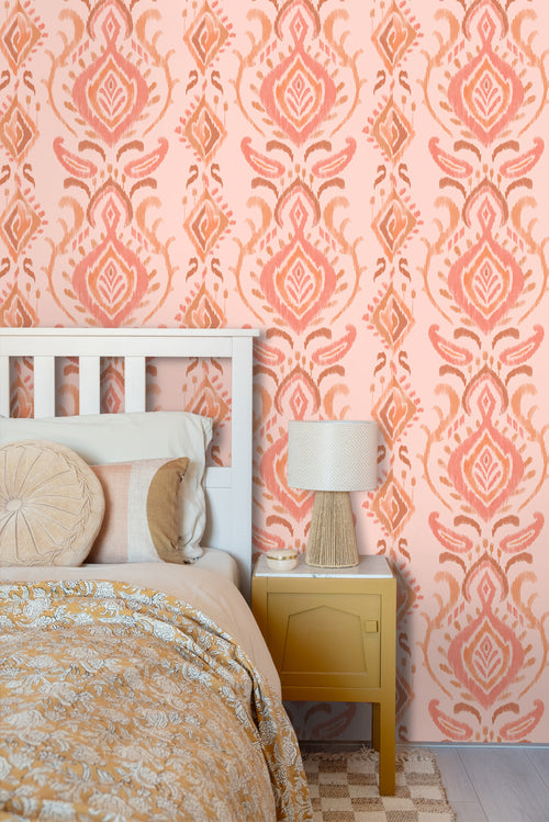 ESTAhome behang ornamenten roze en oranje - 50 x 900 cm - 131695