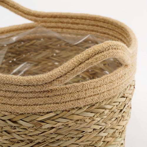 Mica Decorations Anne Plantenmand - Set van 2 - H28 x Ø30 cm - Zeegras - Lichtbruin - vtwonen shop