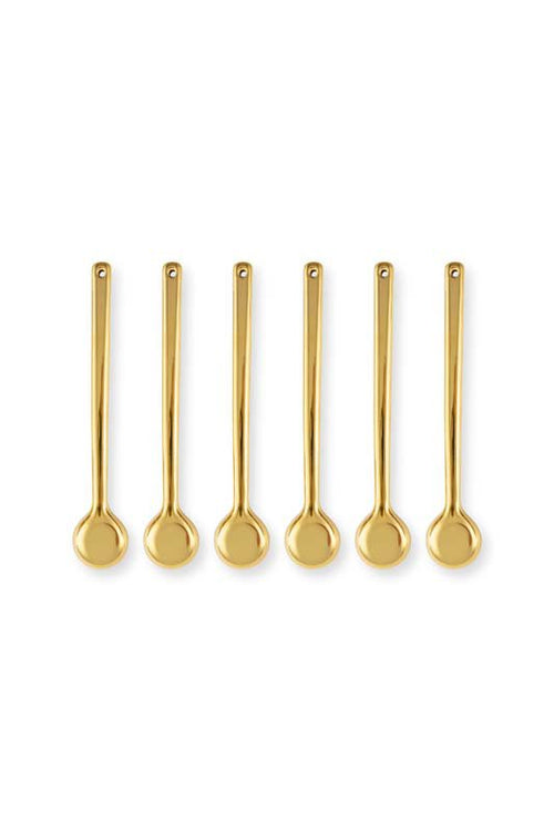 vtwonen Theelepels - Porcelein - Goud - Set van 6