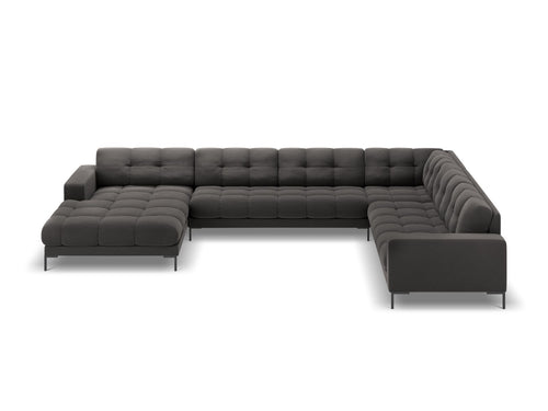 Cosmopolitan Design Panoramische hoekbank rechts Bali 7-zits, flueel, donkergrijs - 256x327x75cm