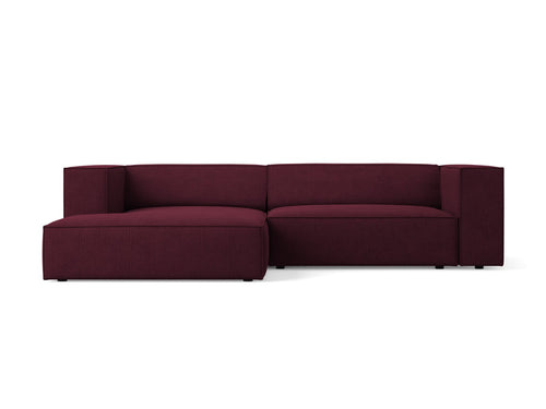 Cosmopolitan Design linker hoekbank Arendal 3-zits, chenille met ribbeleffect, robijn - 166x224x70cm