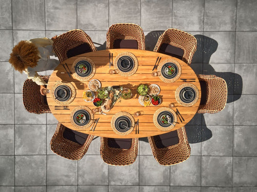 Hartman Tuintafel Stephanie - Naturel/Zwart Hout - 240x140x76cm - vtwonen shop