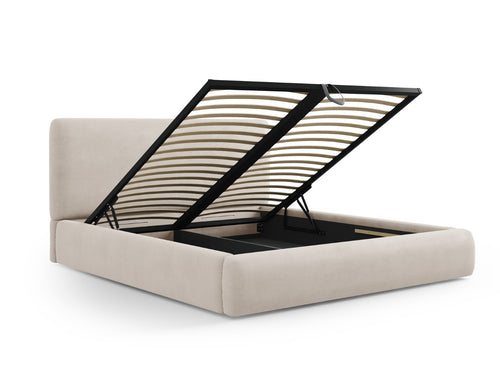 Cosmopolitan Design Opbergbed met hoofdeinde Colonel 160x200cm, chenille, beige - 220x180x100cm
