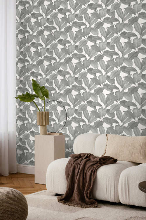 Borastapeter behang bladeren grijs - 53 cm x 10.05 m - 660533 - vtwonen shop