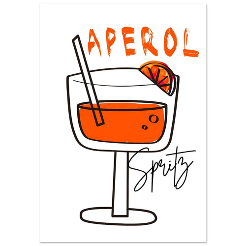 Artfulprints Poster met Lijst Aperol Spritz - Minimalistic   - 50x70 cm - Oranje
