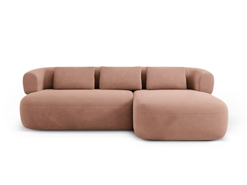 Micadoni rechter hoekbank Jenny 5-zits, flueel terracotta - 145x225x73cm