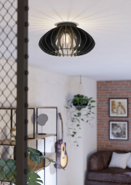 EGLO plafondlamp Cossano 3 - e27 - ø45 cm - hout - zwart - vtwonen shop