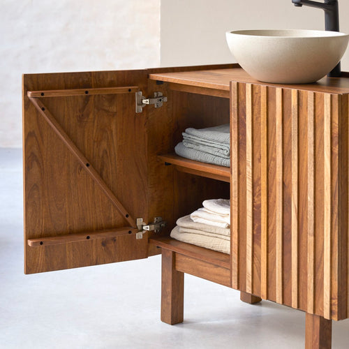 Tikamoon Badkamermeubel van mangohout 80 cm - Donkerbruin - vtwonen shop
