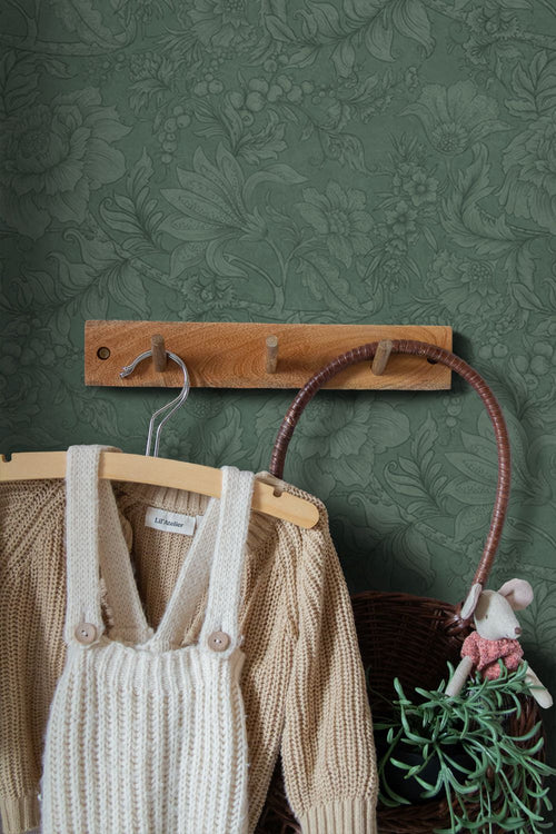 ESTAhome behang bloemmotief donkergroen - 53 cm x 10.05 m - 139793