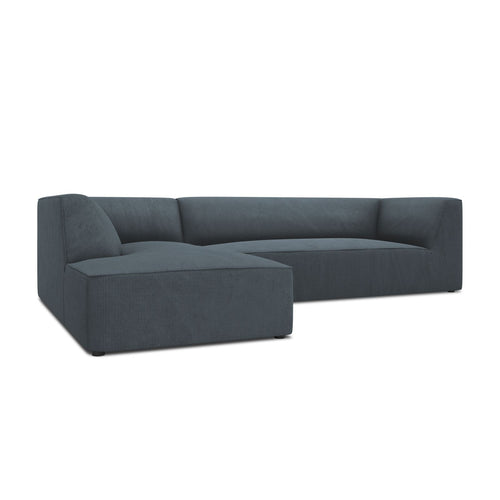 Cosmopolitan Design - Modulaire hoekbank links Siena 4-zits, ribfluwelen blauw - 180x273x69cm