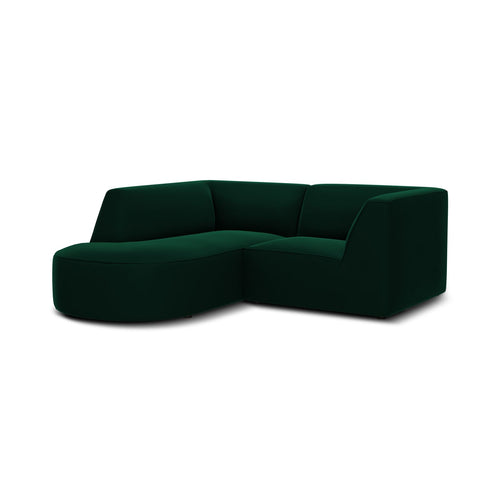 Cosmopolitan Design - Modulaire hoekbank links Siena 3-zits, flueel flessengroen - 180x186x69cm