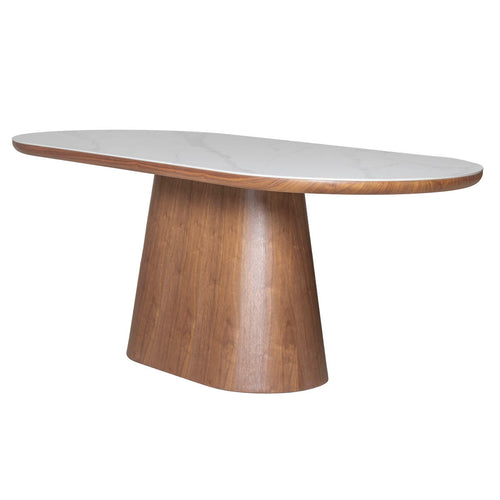 Giga Meubel Eettafel Alba - Wit Keramiek/Walnoot - 200x90x77cm - vtwonen shop