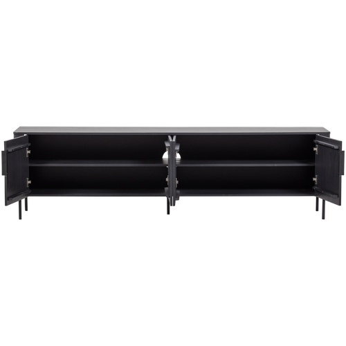 WOOOD tv meubel Gunnar - Grenenhout - Matzwart - 56x200x44