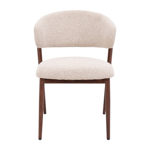 DÉJA Living Eetkamerstoel Skive - Stof - Zand/Walnoot - Set van 2 - vtwonen shop