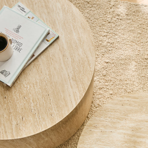 Calicosy - MAIA Set van 2 salontafels - Beige - 58x58x38 cm