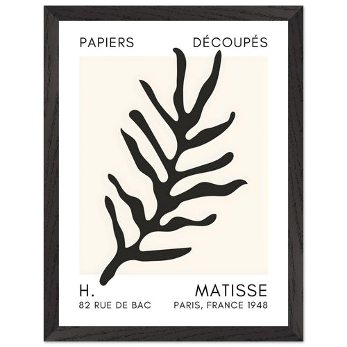 Artfulprints Poster met Lijst Matisse – Ocean flora black   - 30x40 cm - Zwart