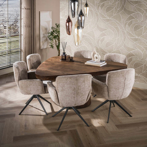 Giga Meubel Eettafel Arcadia - Driehoek Acaciahout Donkerbruin - 165cm - Landelijk