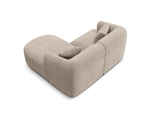 Cosmopolitan Design Modulaire hoekbank rechts Campi 3-zits, ribfluwelen cappuccino - 156x180x70cm